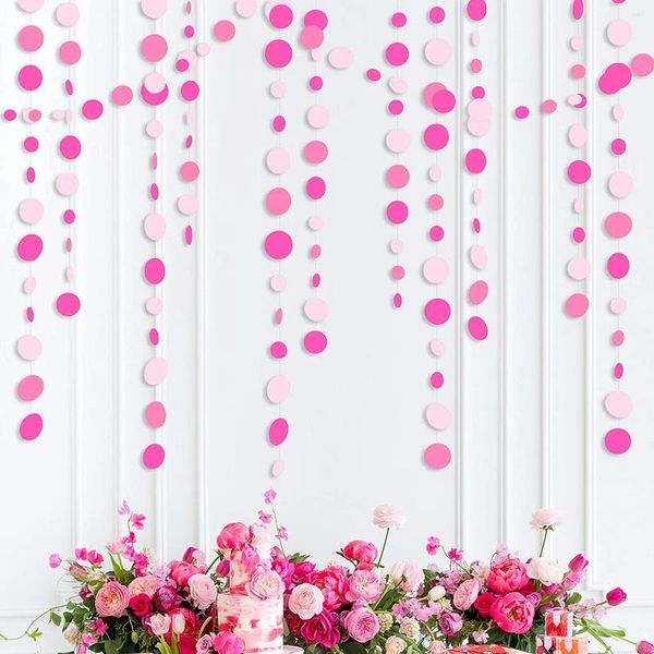 Decoração de festa 4m rosa decorações de aniversário círculo pontos guirlanda rosa pendurado papel polka streamer para despedida de solteira casamento
