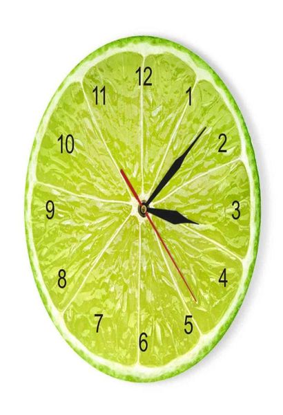 Orologio da parete con frutta arancione e limone in cucina, lime, pomelo, design moderno, orologi, decorazioni per la casa, arte della parete, orologio senza ticchettio H1102966477