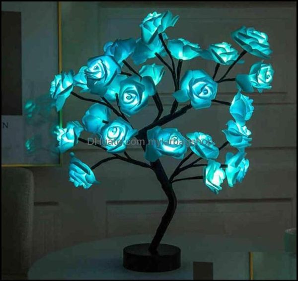 Decorações de Natal Fontes de festa festiva Home Garden Led Table Lamp Rose Flower Tree Usb Night Lights Decoração Presente para Ki2610242