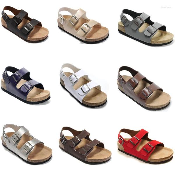 Sandali firmati stile Milano uomo tacco piatto ragazze pantofole casual in pelle con fibbie scarpe da spiaggia estive da donna scatola di scarpe