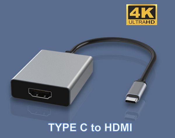Cabo adaptador compatível com USB C para HDMI Type C 4K USB 3.1 HDTV conversor fêmea para telefone PC laptop