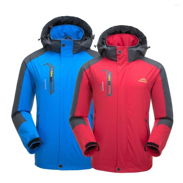 Jaquetas de caça masculinas jaqueta de esqui à prova dwaterproof água terno térmico escalada capa de chuva esportiva ao ar livre velo com capuz roupas à prova de vento