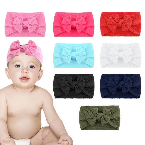 Haarschmuck 8 stücke Mädchen Baby Stirnband Turban Nylon mit Bogen Knoten Dehnbare Weiche Elastische Kleinkind Kopfbedeckungen Für Geborene Breite