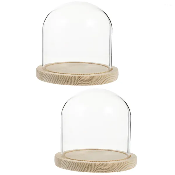 Fiori decorativi 2 set Copertura antipolvere in vetro Cloches Piante Gioielli Regalo Campana Display Coperture per aria Grande cupola di fiori conservati Tazza di carta