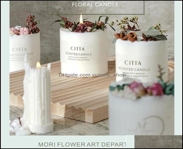 Velas Decoração de Casa Jardim Quarto Conjunto de Fragrâncias de Óleo Essencial Mori Caixa de Presente Dia das Mães Flores Secas Aromaterapia Vela Wholesal3912029