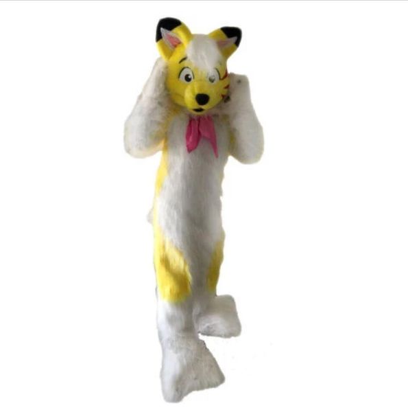 Traje de mascote de cão de cartas amarelo traje de natal de natal halloween