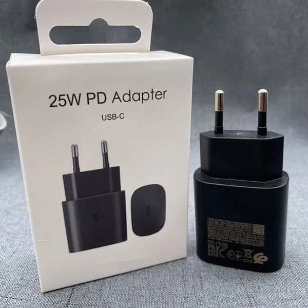 OEM Qualidade USB C Tipo C 25W PD Super -Fast Charger Adaptador de energia de viagem com caixa de varejo Adaptador de carregamento rápido para Samsung Note10/20 S8 S9 Plus Xiaomi