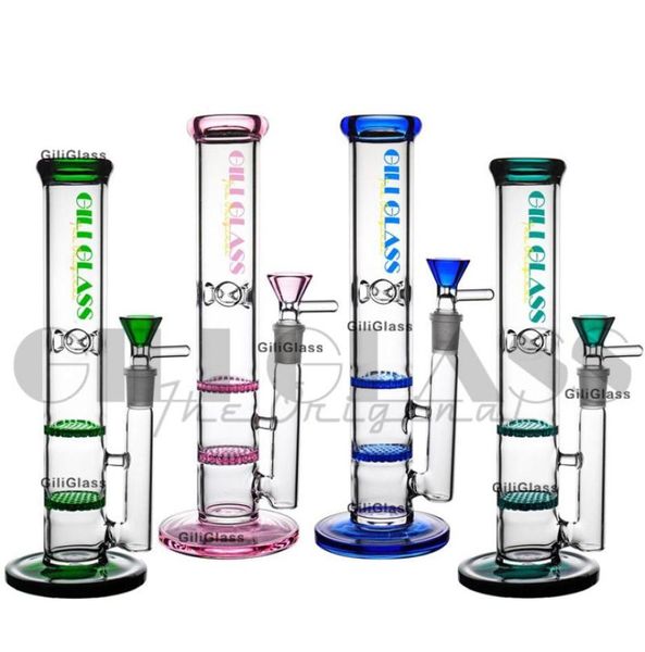 Wasserpfeifen Doppelwaben-Glasbong mit Quarz-Banger-Schüssel Bohrinseln Mini Jet Perc dickes Toro-Rohr Perc Bubbler Wasserpfeifen berauschend 3084165