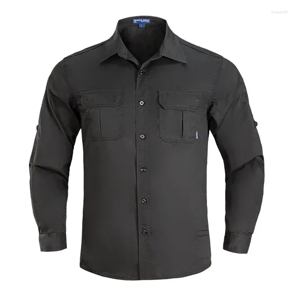 Мужские повседневные рубашки, тактическая мужская летняя рубашка SWAT для уличного боя с несколькими карманами, быстросохнущая рубашка-карго с длинными рукавами для кемпинга
