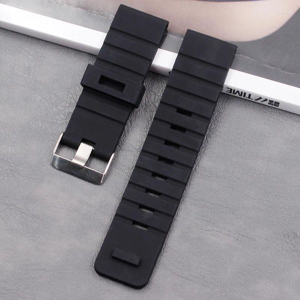 Cinturini per orologi Accessori Cinturino in morbido silicone da uomo 24 mm Fibbia in gomma naturale impermeabile sportiva casual da donna