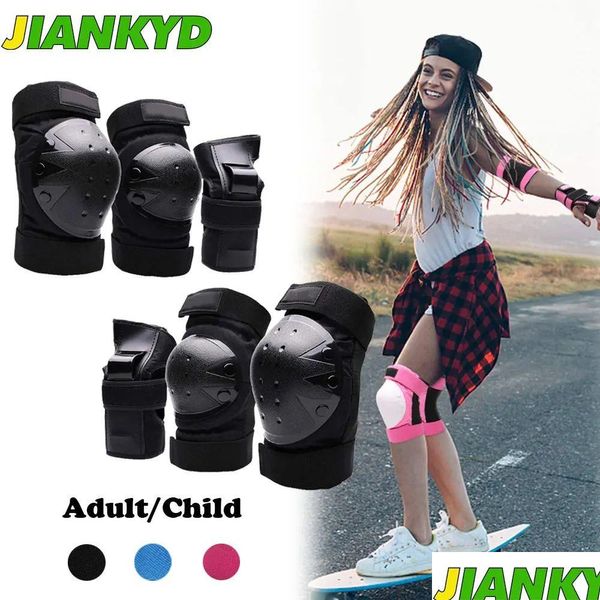 Cotovelo joelheiras adt/criança guardas de pulso 3 em 1 conjunto de equipamentos de proteção para mti esportes skate patinação ciclismo scooter drop delive dhmsc