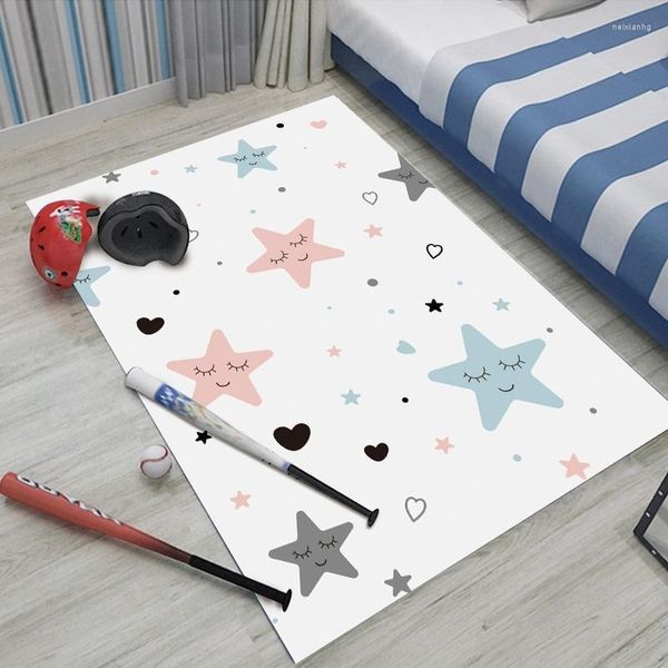 Tapetes da sala de estar quarto de carpete estrell smile padrão sofá macio almofada segura produtos de decoração doméstica não deslizantes