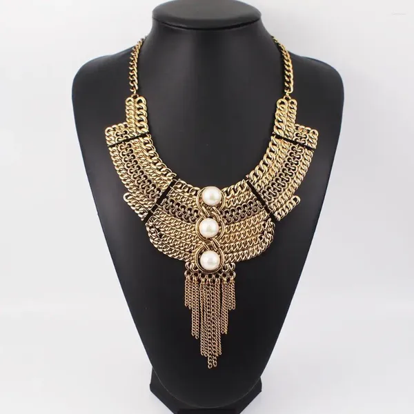 Colares Pingente LZHLQ Vintage Declaração Colar Mulheres 2023 Beads Gargantilha Jóias Collares Collier Feminino Bib Boho Chunky Tassel