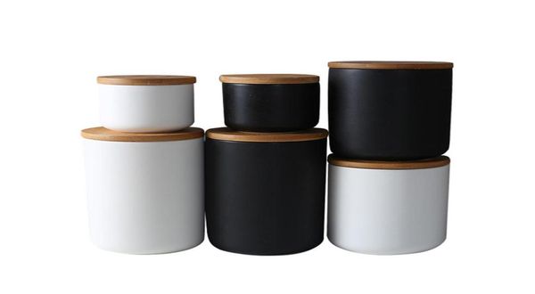 Vasilha de café cerâmica hermética com tampa de bambu selada 800ml recipiente de armazenamento de alimentos de cozinha para chá açúcar grãos de café nozes gr9741883