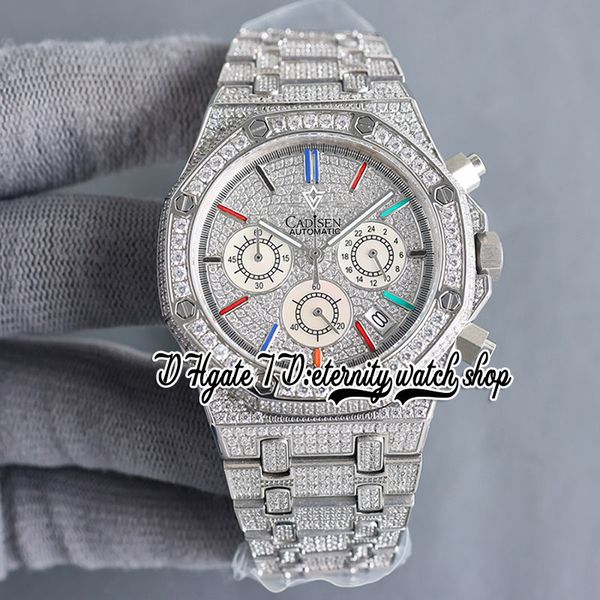 SF SF26333 Япония Miyota Quartz Chronograph Движение мужские часы с полным льдом с мощено