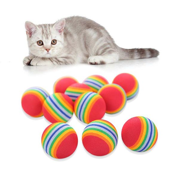 Spielzeug Großhandel Katze Interaktives Spielzeug Lustige Regenbogen Zug Ball Kätzchen Bunte Teaser Spielzeug Katze Kauen Spielzeug Mit Feder Zahn Sauber ball