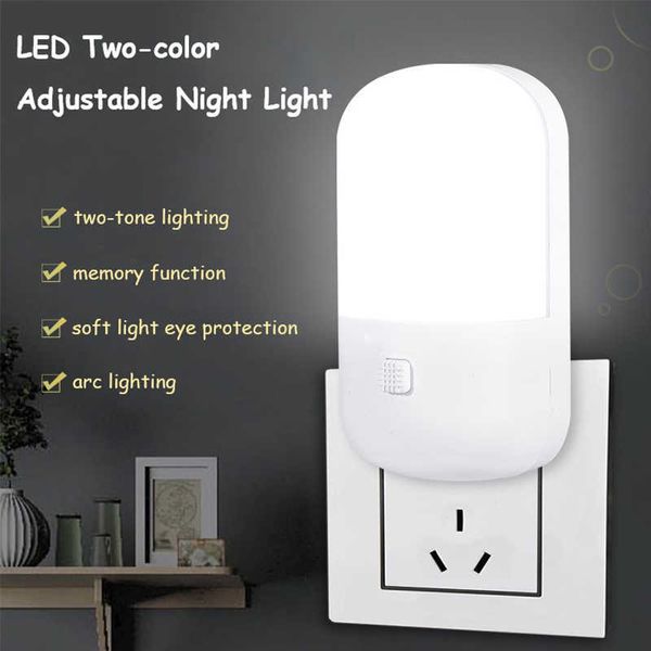 Luzes de duas cores 3W Economizando o switch Plugh LED Feeding Socket Incloeing Bedroom Night Camide Lâmpada AA230426