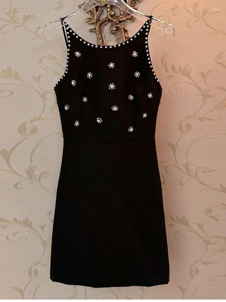 Abiti casual HIGH STREET Est 2023 Designer Moda elegante Abito da donna senza schienale con strass sexy con strass in rilievo