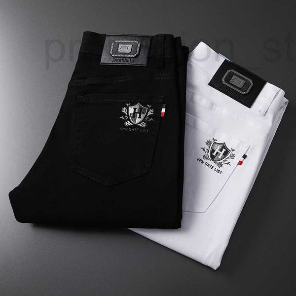 Дизайнерские мужские джинсы 2023 Весна/Лето Новые элитные корейские издания Эластичные облегающие брюки на небольшую ногу Черно-белые повседневные брюки Three Defense C4UM
