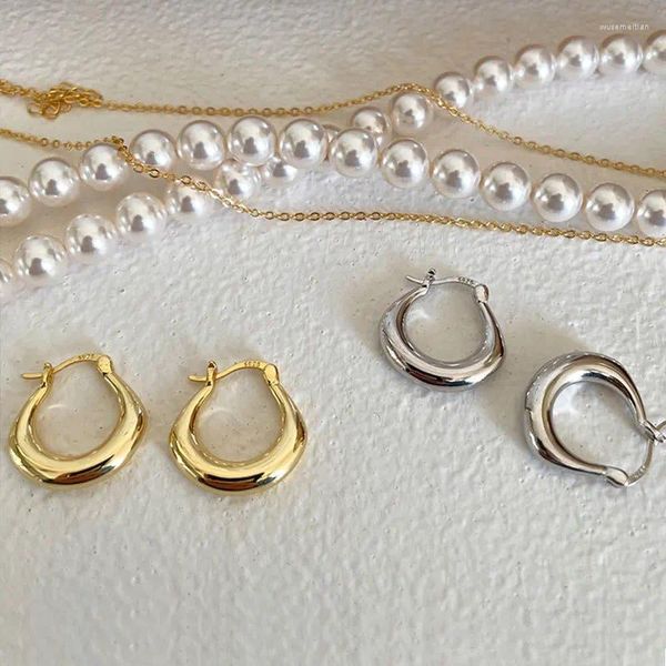 Boucles d'oreilles créoles en argent 925, aiguille, cercle Simple pour femmes, accessoires de bijoux de fête de personnalité E105