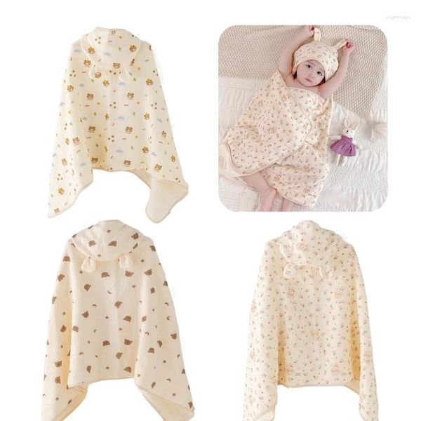 Coperte Accappatoio per bambini in cotone Asciugamano con cappuccio per cartoni animati Blanekt multifunzionale per neonati e bambini piccoli da 0 a 2 anni QX2D