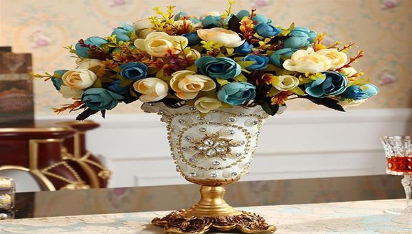 Vasi Ikebana Vaso di fiori Tavolo centrale Supporto di lusso Bagno Europa Vaso per piante vintage Giardino bianco Resina Jarrones Decorazione scrivania HP51354518