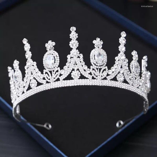 Clipes de cabelo kmvexo cristal de luxo tiaras coroas princesas no engajamento de concurso na faixa da cabeça acessórios de casamento jóias de noiva