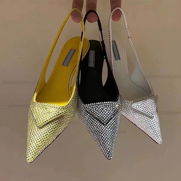 Scarpe da donna con tacco a triangolo invertito, tacchi a punta, designer di lusso, sandali con tacco a gatto, scarpe da sera, scarpe da sera, con tacco a spillo