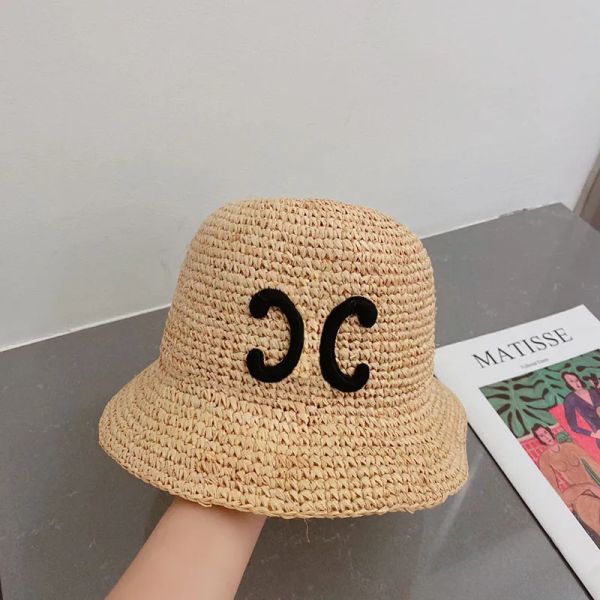 Designer Bucket Hats for Women Luxurys Straw Hat Fashion Hand Woven Cap Mens Summer Caps Beach Hats Big Brim Hats Sun Buckets Hat 2304271D
