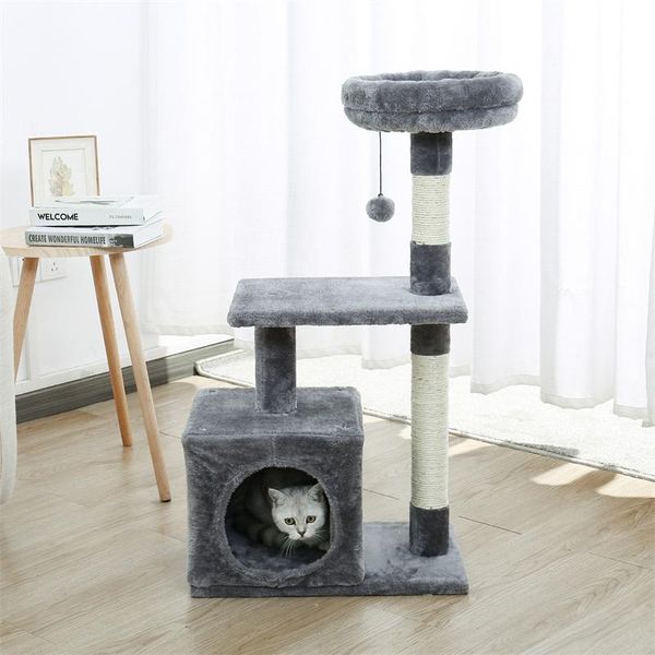 Когтеточки H228cm, игрушка для дерева для кошек, кондоминиум, башня для лазания кошек, многослойная с гамаком, мебель для кошачьего дома, царапающая столб из цельного дерева для кошек