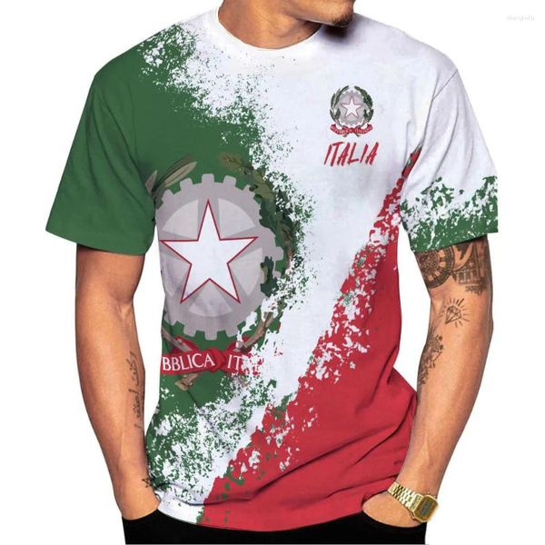 Herren-T-Shirts, Italien-Flagge, T-Shirts, italienisches Nationalemblem, 3D-Druck, Streetwear, für Männer und Frauen, übergroßes Kurzarm-Shirt, Kinder-T-Shirts, Tops