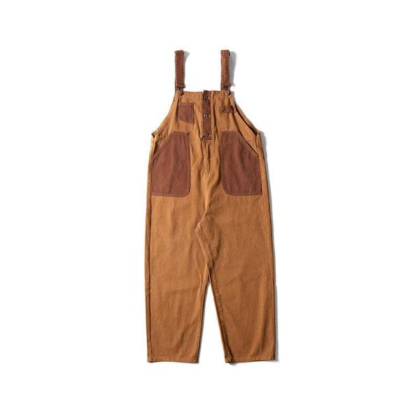 Herrenhosen Frühling Herbst Latzhose Overall Japanischer Straßentrend Farblich Passende Tasche Retro Cargohose Hose Mit Hosenträgern