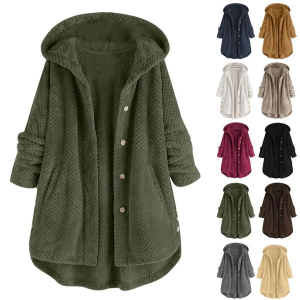 Giacche da donna Taglie forti 6XL 8XL Cappotti Autunno Inverno Manica lunga Cappotto oversize ampio e in pile con cappuccio Capispalla