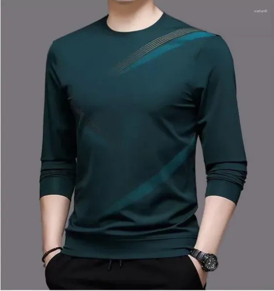 Camisetas para hombres Streetwear Moda Hombres Camiseta de manga larga Primavera Otoño Básico Negocios Ropa masculina Jersey Coreano Fondo Suelto Casual