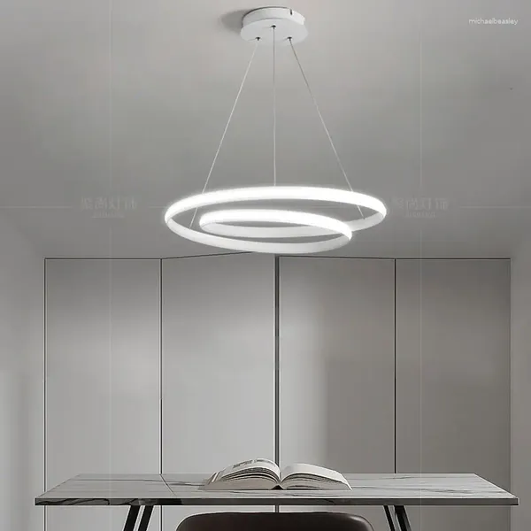 Lampadari moderni a LED per soggiorno, sala da pranzo, cucina, lampada minimalista, lampade a sospensione rotonde bianche, apparecchi di illuminazione per interni domestici