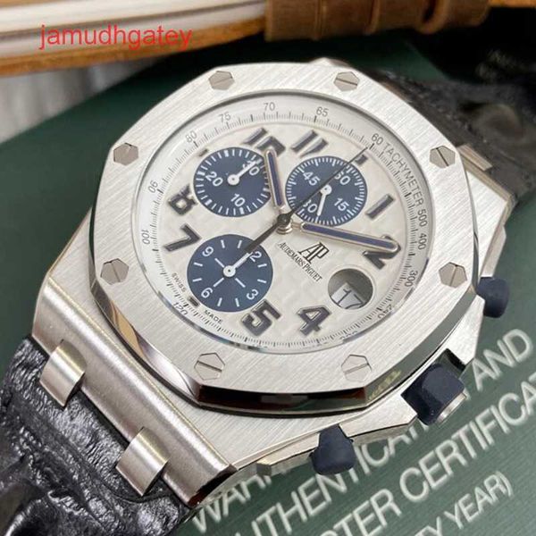 Ap Swiss Luxury Watch Orologio da uomo Royal Oak Offshore 26170st Argento Bianco Panda Plate Orologio sportivo da uomo alla moda Acciaio di precisione Macchinari automatici 42 mm DGFD