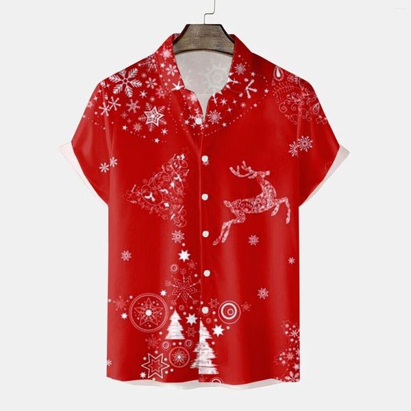 Мужские рубашки Т Работайте с длинным рукавом мужчина повседневная короткая зимняя зимняя рождественская 3D -печатная мужская