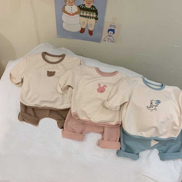 Giyim Seti Bebek İlkbahar ve Sonbahar Uzun Kollu T-Shirt Top Büyük PP Pantolon Küçük Orta Erkek Erkek Kız Çocuklarının Batı Tarzı Bebek Gündelik