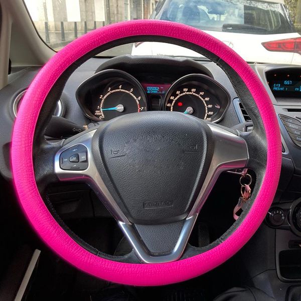 Крышки рулевого колеса 1pcs Универсальный мульти цветной мягкая кожа Силиконовая текстура крышка автомобиля автомобильные аксессуары