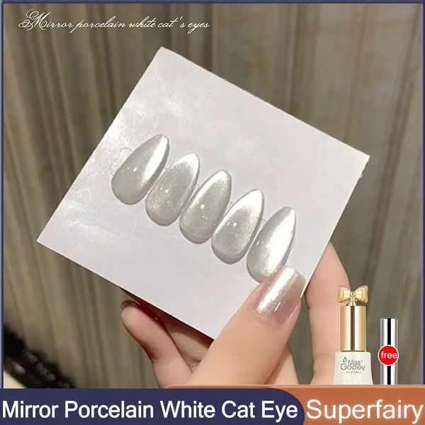 Nagelgel MISSGOOEY Mirror Porcelain White Cat Eye Gel Nagellack 10 ml Super Flash Chameleon Magnetic Gel Nail Art Gel für Nagelstudio 231127