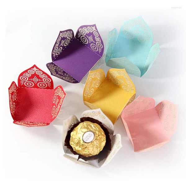 Confezione regalo 10 pezzi Fiore involucri di cioccolato Carta Candy Box Bar Bomboniere e regali Forniture per feste Compleanno