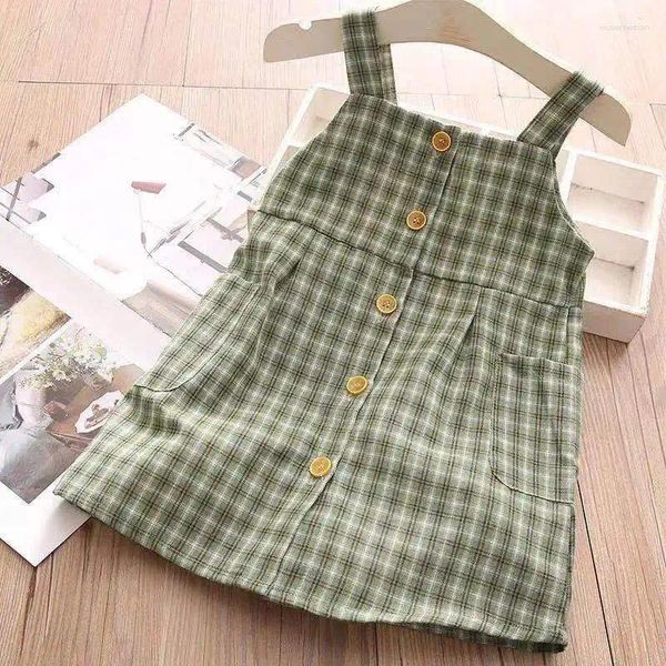 Девушка платья компоненты милая и красивая юбка летняя а-line baby square sling green желтый розовый