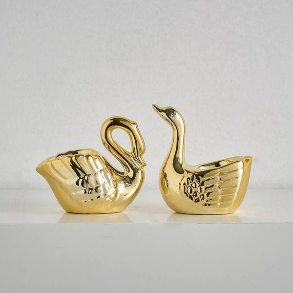 Castiçais de luxo cisne estatueta design moderno castiçal nórdico decoração de casa cerâmica artesanato titular estética decorações de mesa estátua