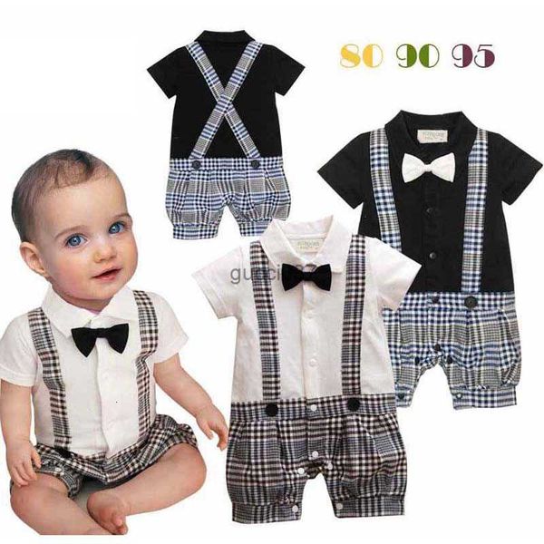 Комбинезон для маленьких мальчиков с галстуком-бабочкой, Детская цельная детская одежда для скалолазания, клетчатые комбинезоны для малышей