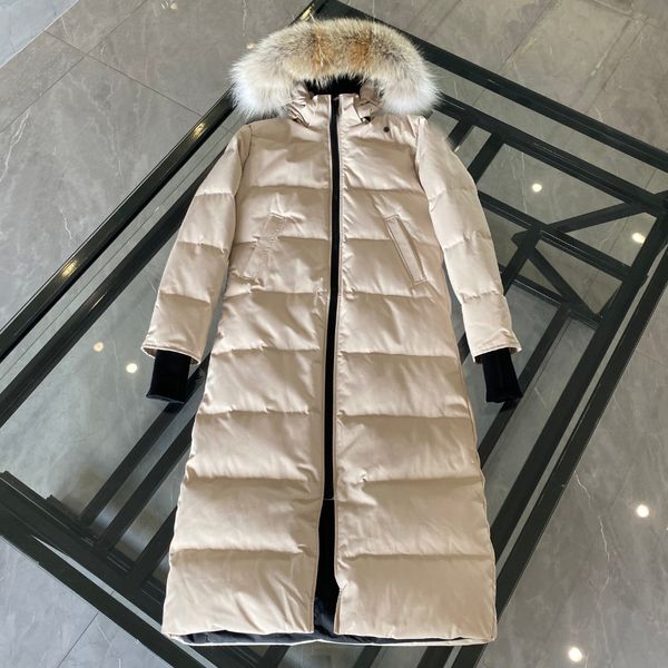 Damenmantel Pufferjacke Damen kanadische Daunenjacke Damen Parker Winter mittellange Overknee-Kapuzenjacke dicke warme Gänsemäntel weiblicher langer Kapuzenmantel