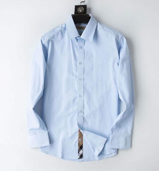 Frühlings- und Sommermode mit langen Ärmeln, elegant, lässig, einfarbig, besticktes Hemd, Herren-Business-Button-Down-Hemd, Herrenhemd-Männer