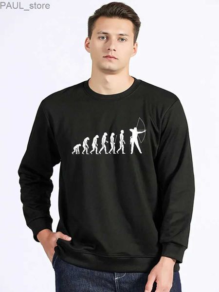Erkek Hoodies Sweatshirts Düz Renk Sıradan Erkek Marka Giyim Evrimi Hoodie Okçuluk Okçu ve Arrow Archer Hipster Sweatshirt Unisex Sweaterl231122