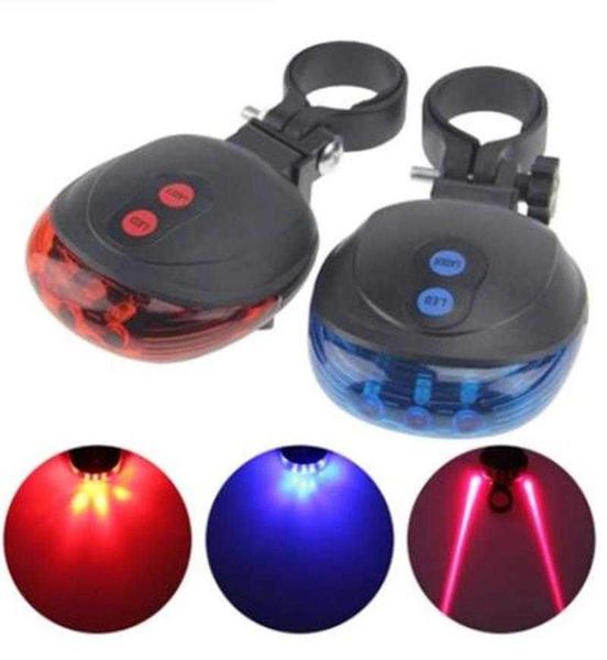 Luci per bici New Beam Bike Fanale posteriore per bicicletta posteriore impermeabile 2 Laser + 5 LED Lampada rossa 4 Lampeggiante Modello Night Safety Warning Accessorie P230427