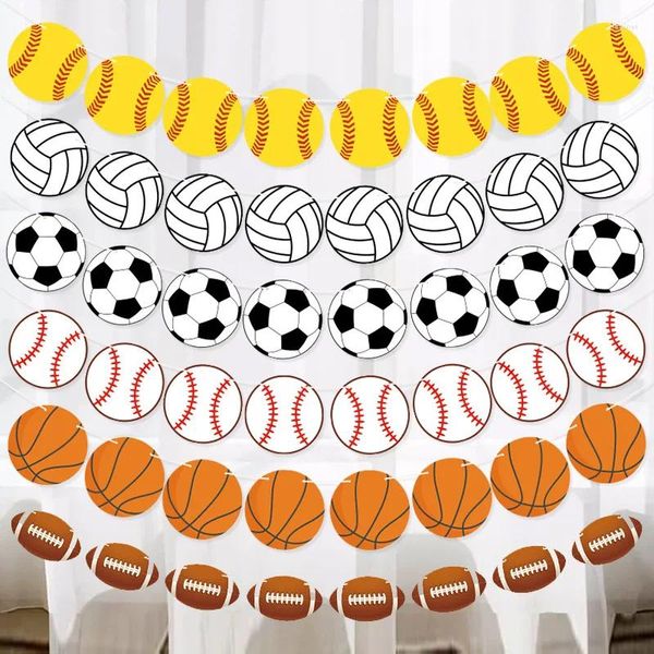 Decorazione per feste Banner sportivo Calcio Pallavolo Rugby Basket Baseball Paper Pull Garland Venue