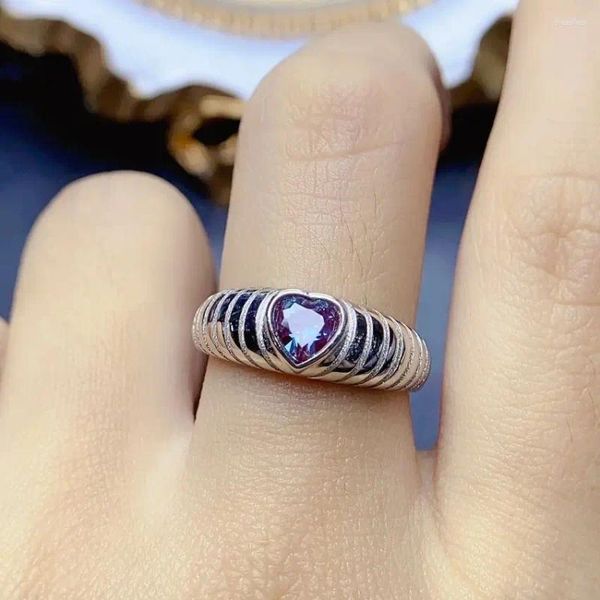 Küme Yüzükleri Gerçek Alexandrite Ring 925 STERLING Gümüş Kadınlar için Düğün Hediyesi Onun el yapımı bohem taş doğum taşı